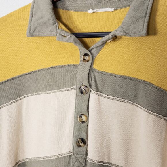 Anthropologie Women's Polo Top Yellow Size Large Colorblock Academia - Picture 3 of 10